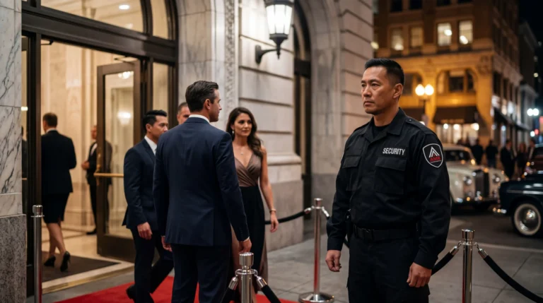 AMB Protective Services officer at a San Francisco art event security location