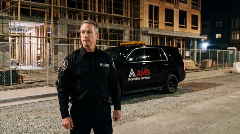 AMB Protective Services officer at a San Francisco construction site security location