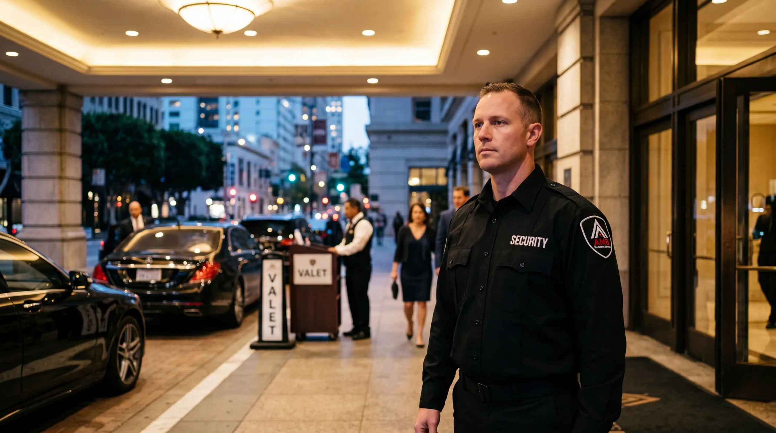 AMB Protective Services officer at a San Francisco hotel security location
