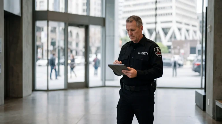 AMB Protective Services officer at a San Francisco physical security audit location