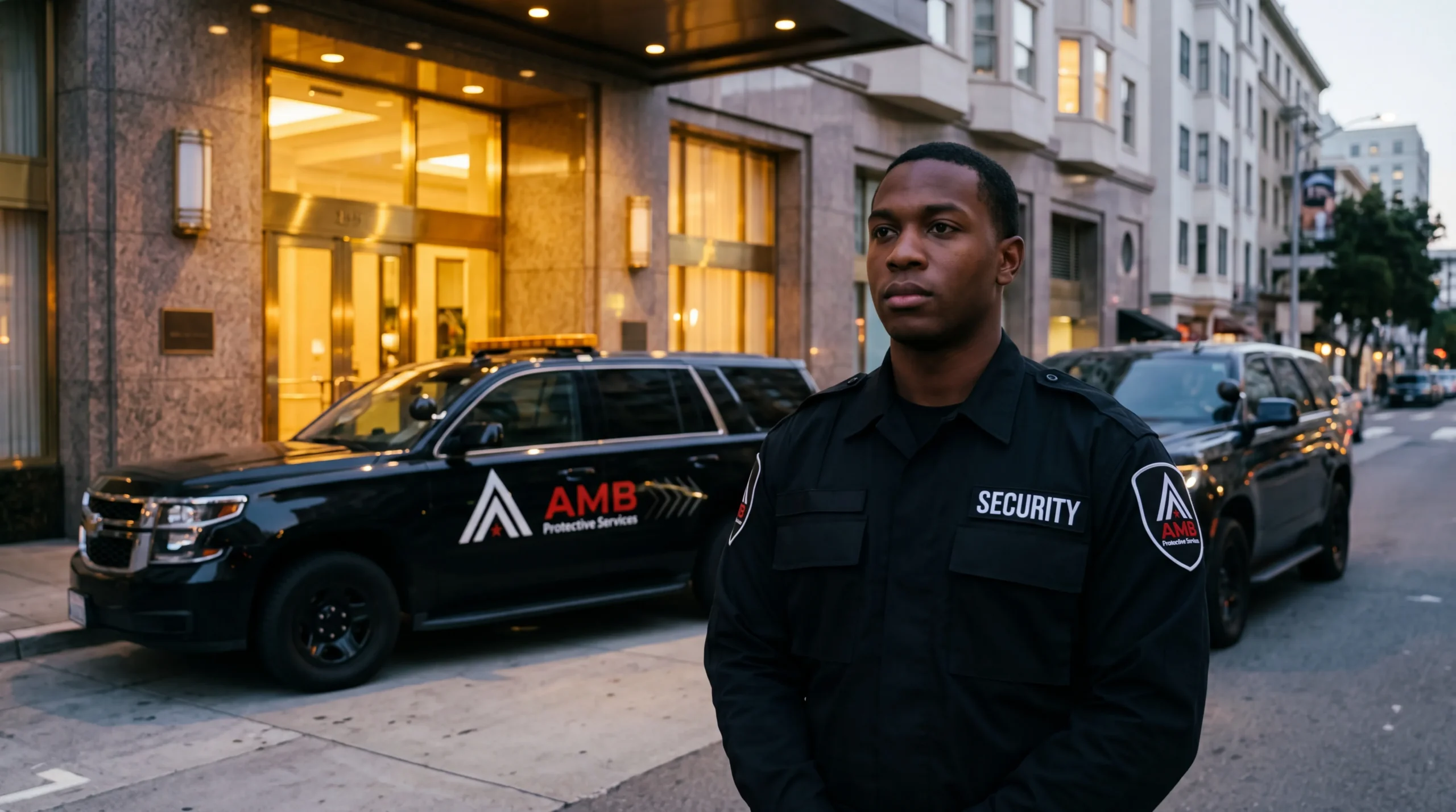 AMB Protective Services officer at a San Francisco residential security location
