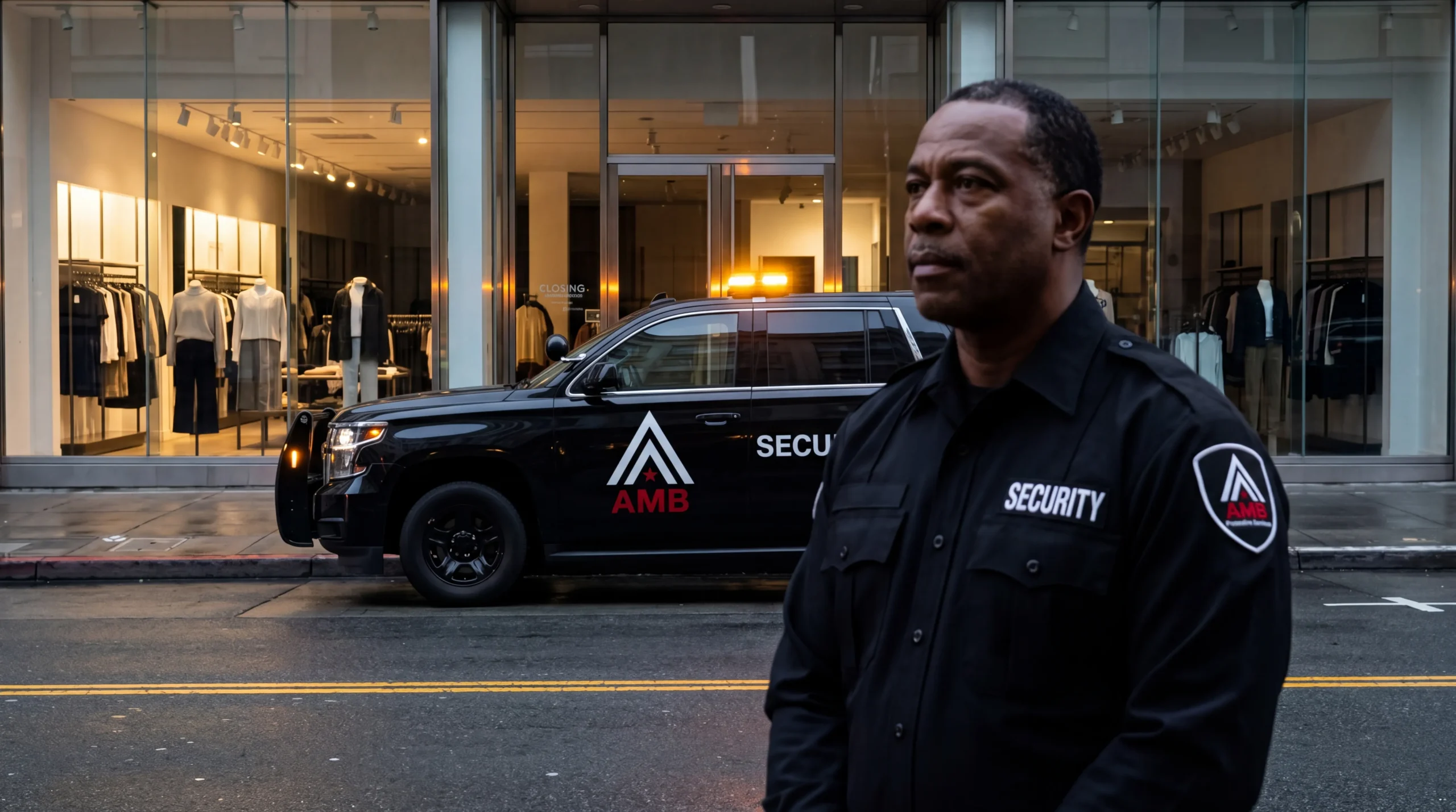 AMB Protective Services officer at a San Francisco retail security location