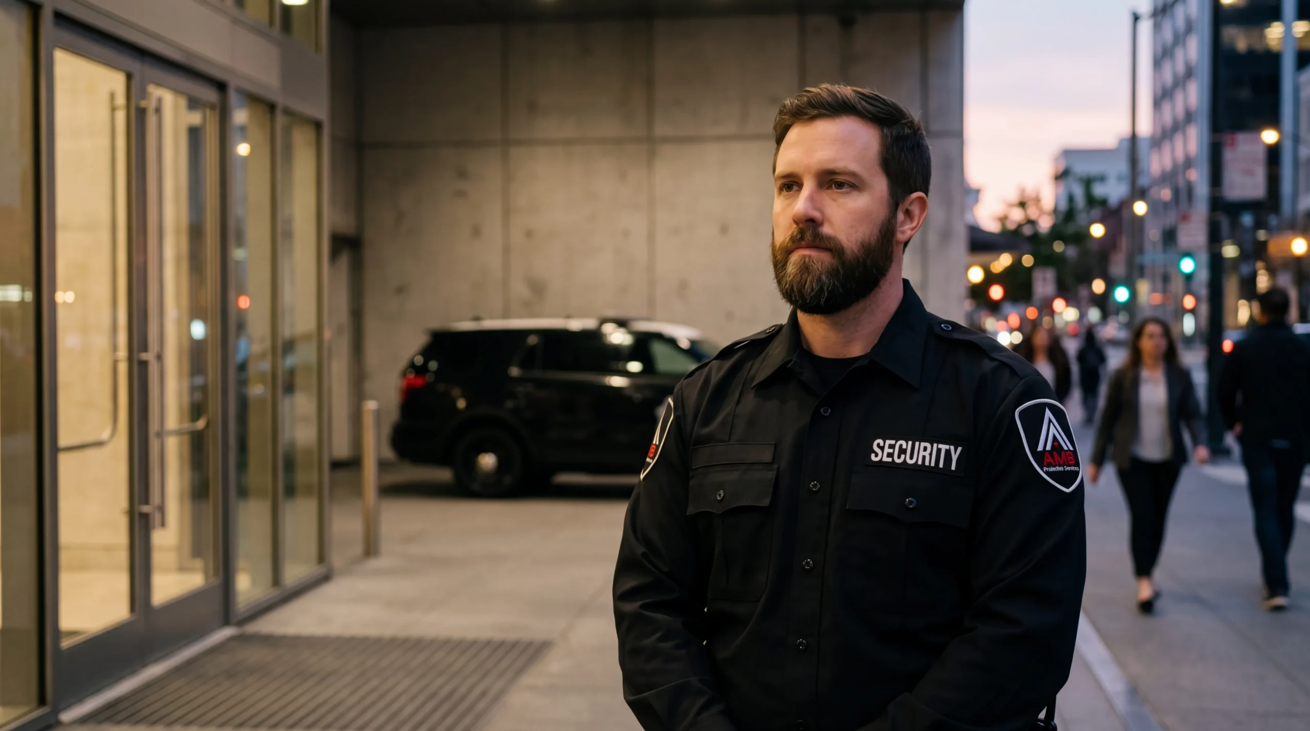 AMB Protective Services officer at a San Francisco security guard cost location
