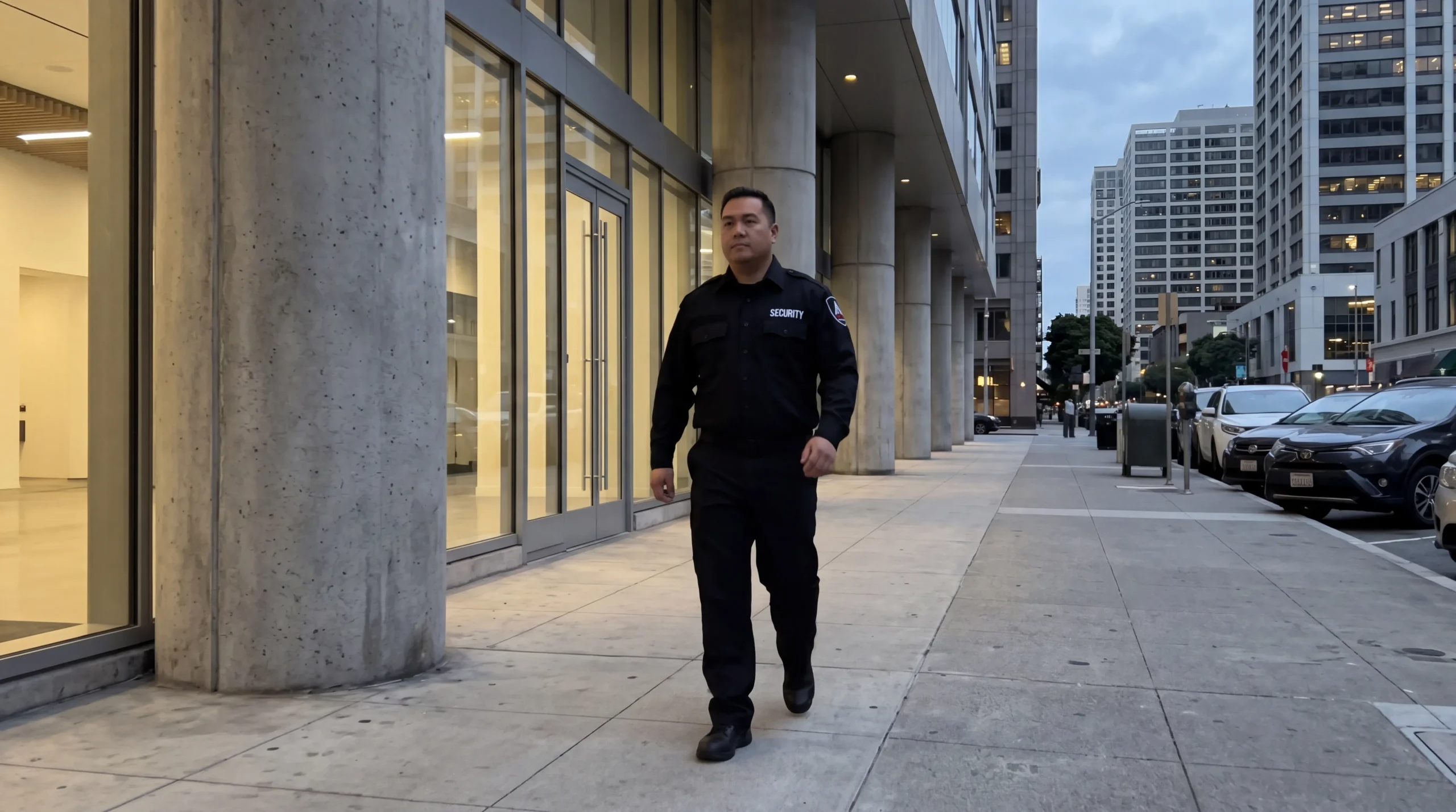 AMB Protective Services security officer on patrol in Financial District — security guard services san francisco