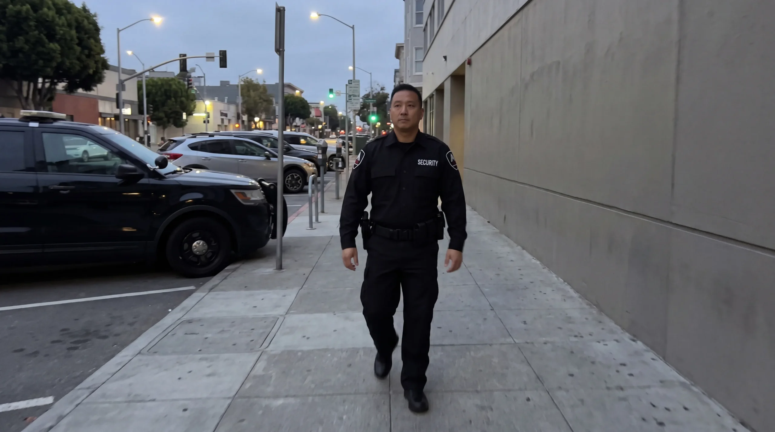 AMB Protective Services security officer on patrol in Mission — healthcare security san francisco